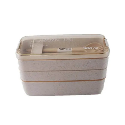 3-Layer Stackable Bento Box Japanese Lunch Box Kit with Spoon &amp; Fork