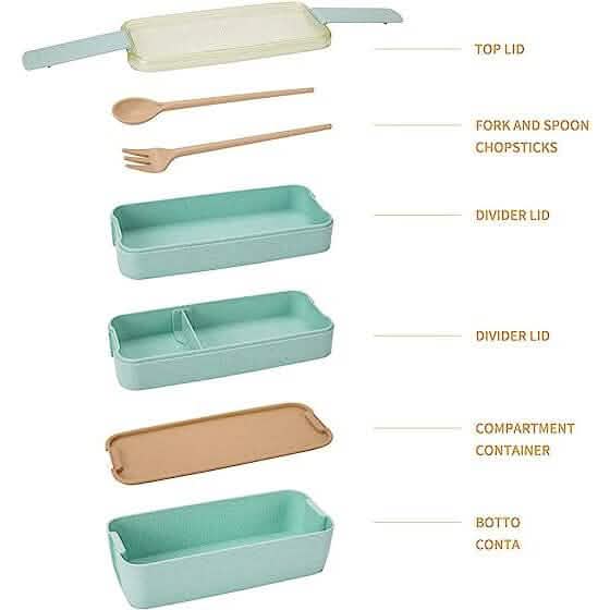 3-Layer Stackable Bento Box Japanese Lunch Box Kit with Spoon &amp; Fork