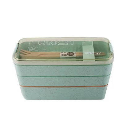 3-Layer Stackable Bento Box Japanese Lunch Box Kit with Spoon &amp; Fork