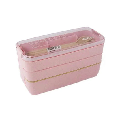 3-Layer Stackable Bento Box Japanese Lunch Box Kit with Spoon &amp; Fork