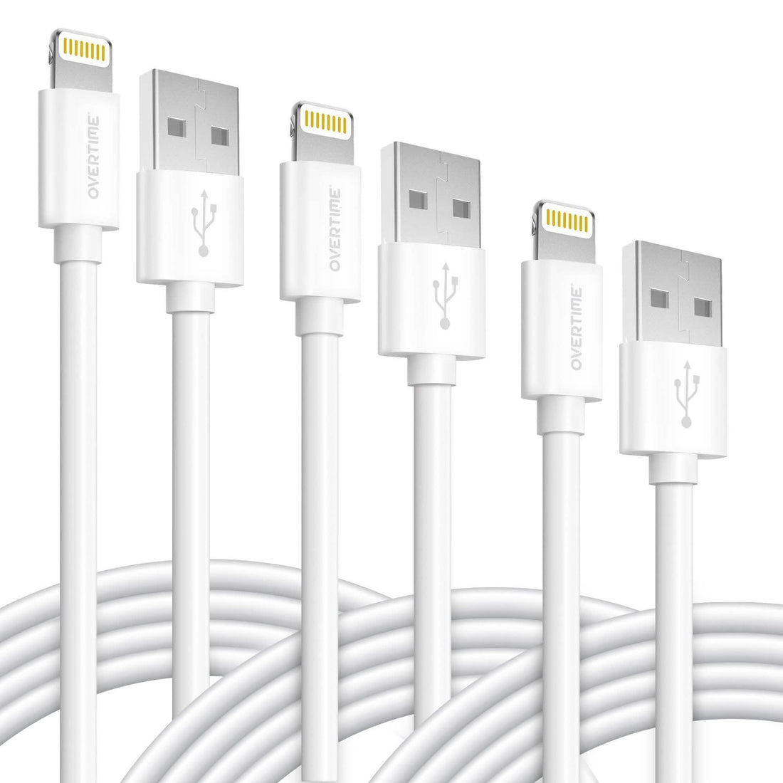 3-Pack: 4 Ft. Overtime Apple MFi Certified Lightning Cable