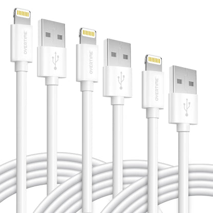 3-Pack: 4 Ft. Overtime Apple MFi Certified Lightning Cable