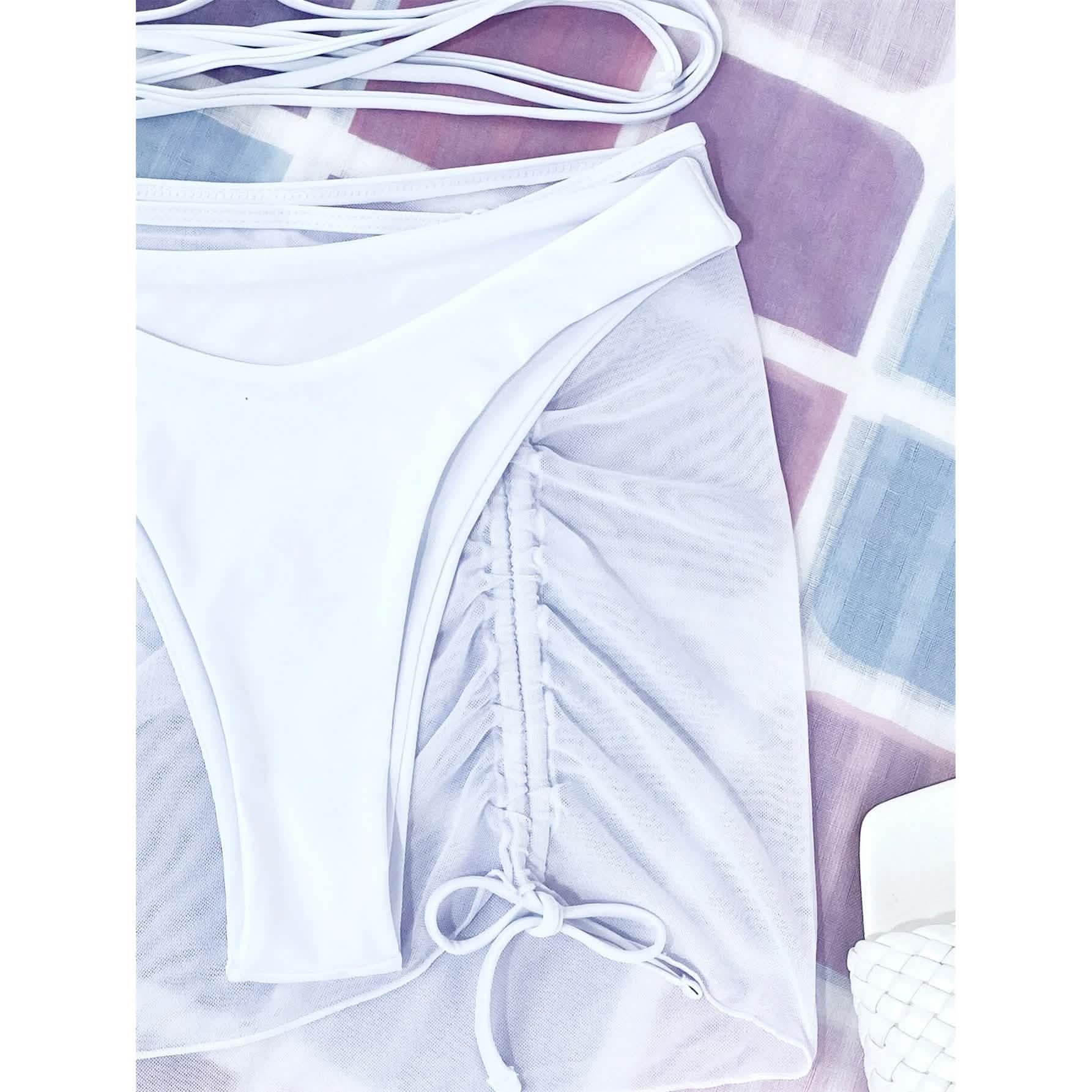 3-Pack: Criss Cross Halter Bikini Swimsuit &amp; Beach Skirt