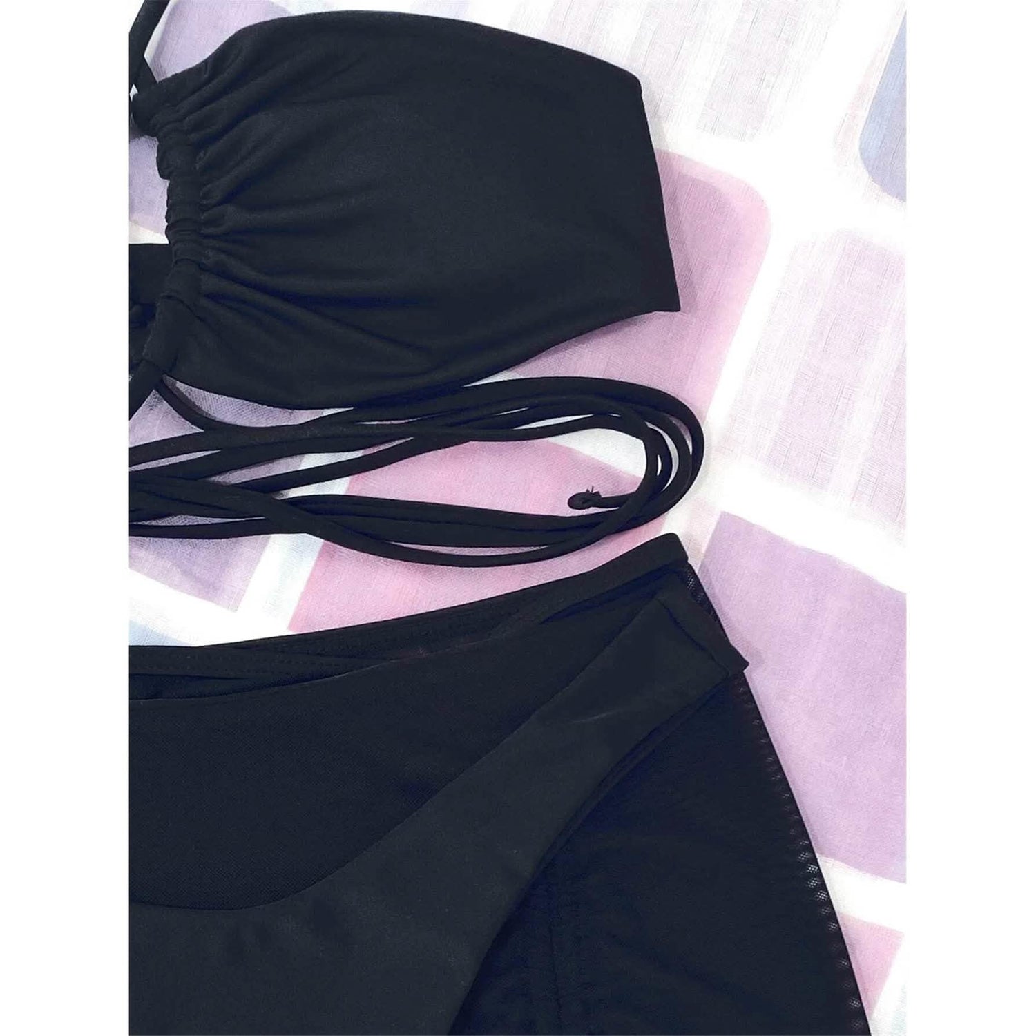 3-Pack: Criss Cross Halter Bikini Swimsuit &amp; Beach Skirt
