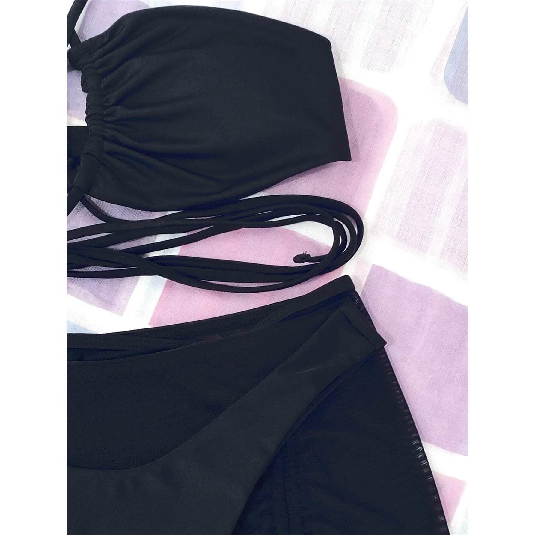 3-Pack: Criss Cross Halter Bikini Swimsuit &amp; Beach Skirt