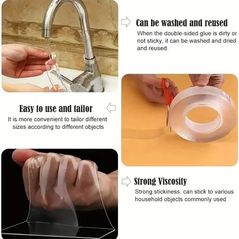 3-Pack: Reusable &amp; Washable Nano Double-Sided Tape