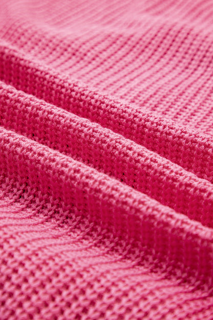 Bright Pink Western Cowboy Embroidery Round Neck Sleeveless Sweater