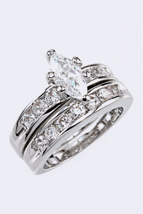 Statement Double Ring with Cubic Zirconia – Stylish Fashion Jewelry