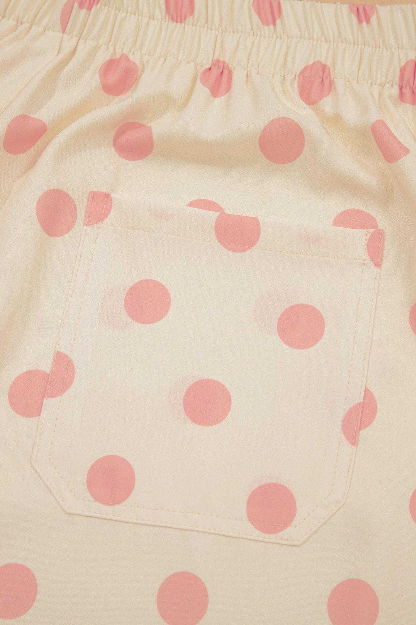 White Polka Dot Print Patched Pocket Loose Pants - Loving It Shop
