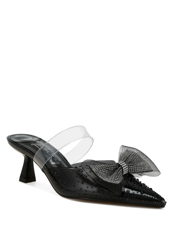 Freja Embellished Bow Kitten Heels - Loving It Shop