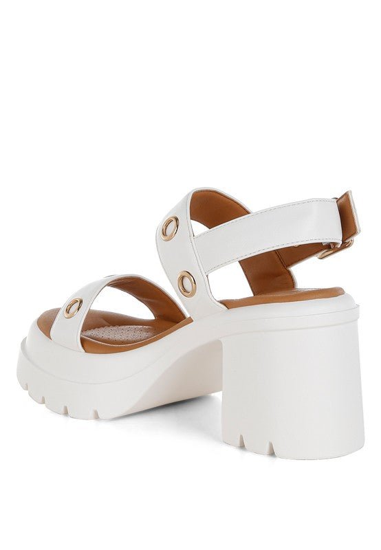 Urla Eyelet Detail Platform Heel Sandals - Loving It Shop