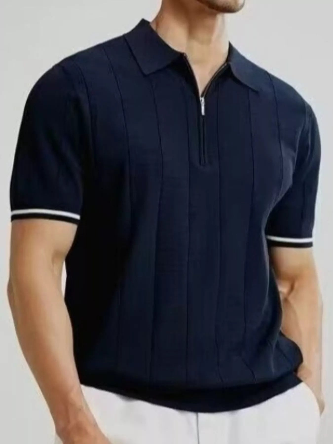 Men's Plus Size Modern Fit Zip-Up Polo Shirt