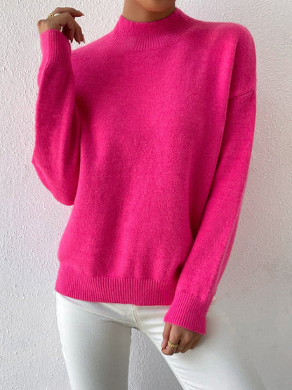 Autumn And Winter Half-high Collar Pullover Women&
