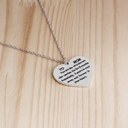 Heart-Shaped Engraved Necklace for Mother&