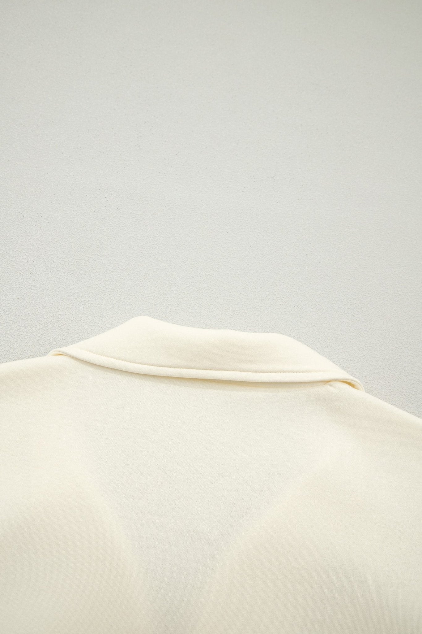 Beige Zipped up Collared Ruffled Short Sleeve Blouse - Loving It Shop