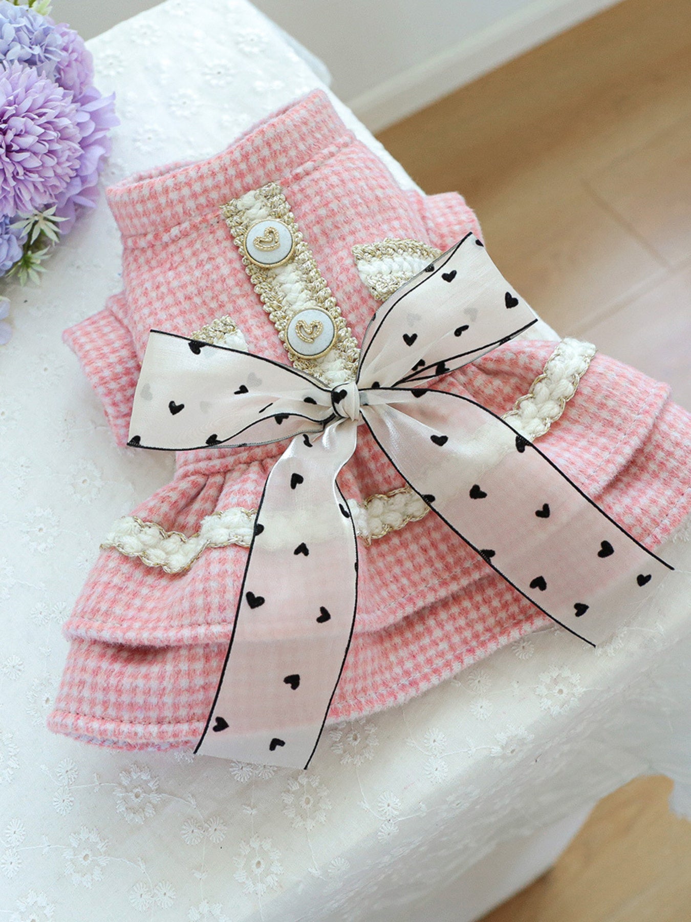 Plaid Ruffle Pet Dress with Bow - Loving It Shop