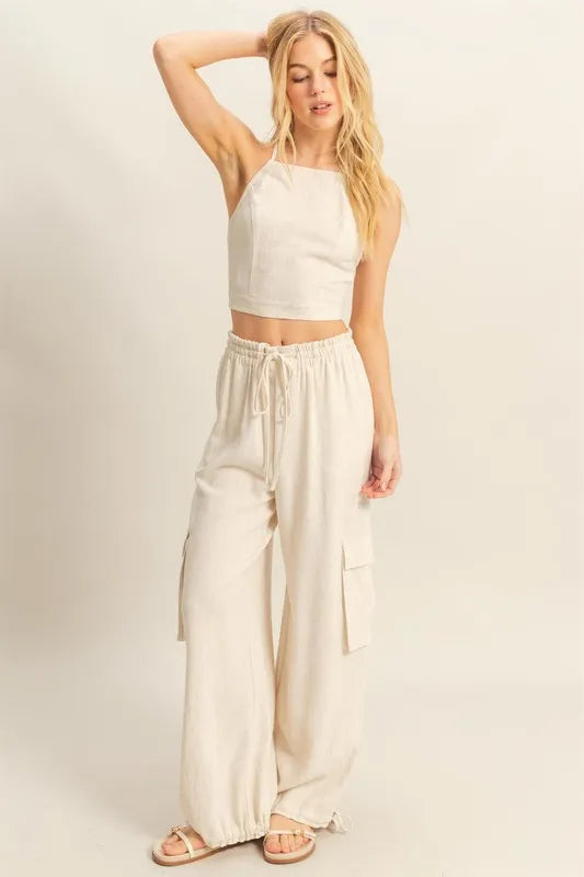 Crop Top and Cargo Pants Set