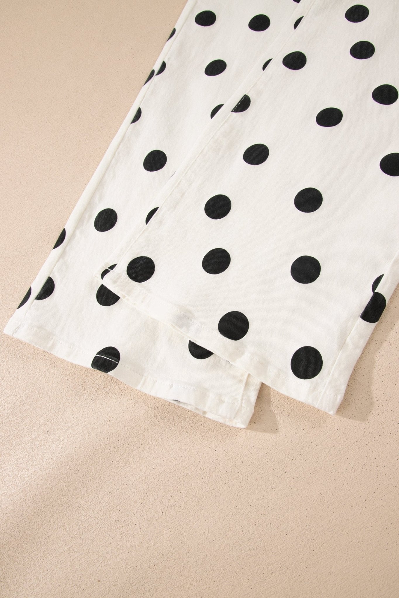 White Polka Dot Print Wide Leg Ankle - Length Jeans - Loving It Shop