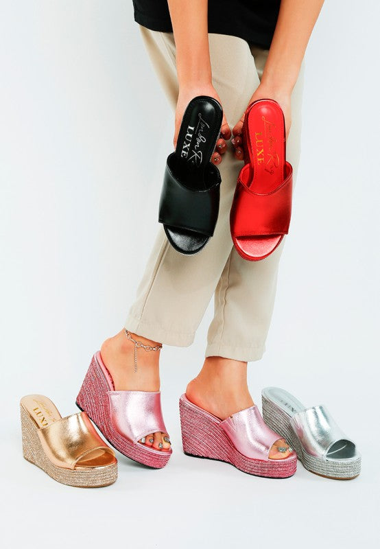 No Filter Wedge Heel Peep Toe Sandals