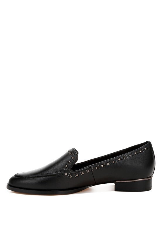 Wolferton Delicate Stud Detail Leather Loafers - Loving It Shop