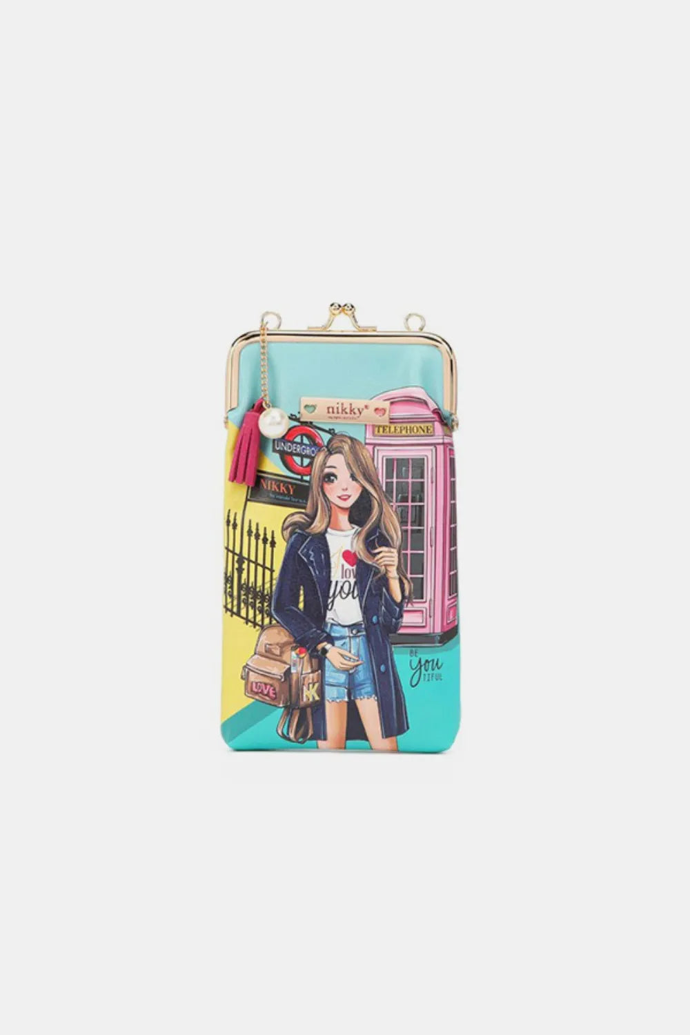 Printed Kisslock Phone and Sunglass Purse