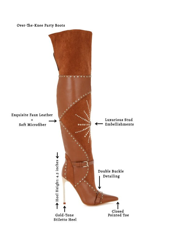 Medira Pointed Toe Embellished Stiletto Boots