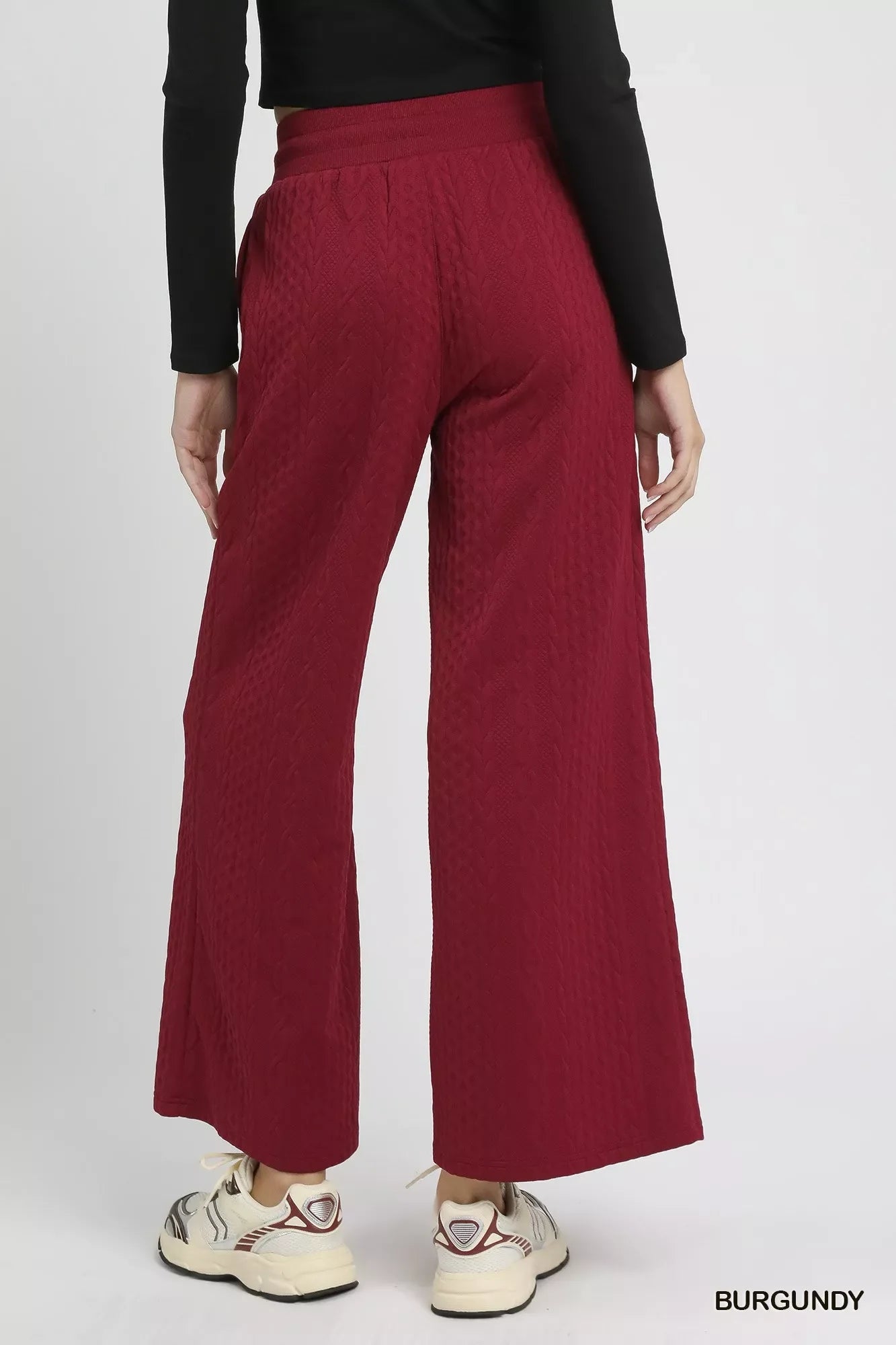 Cable Knit Textured Wide Leg Pants