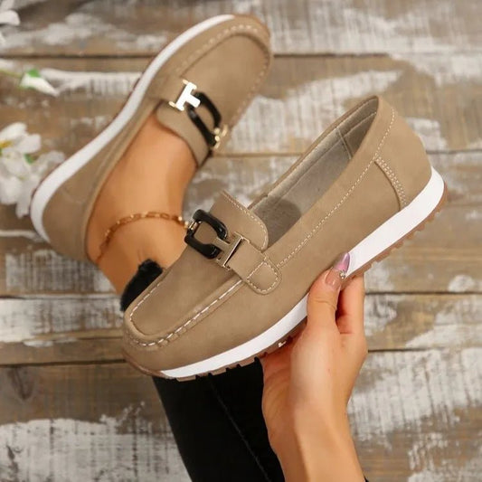 Round Toe Buckle Detail Slip - Ons - Loving It Shop