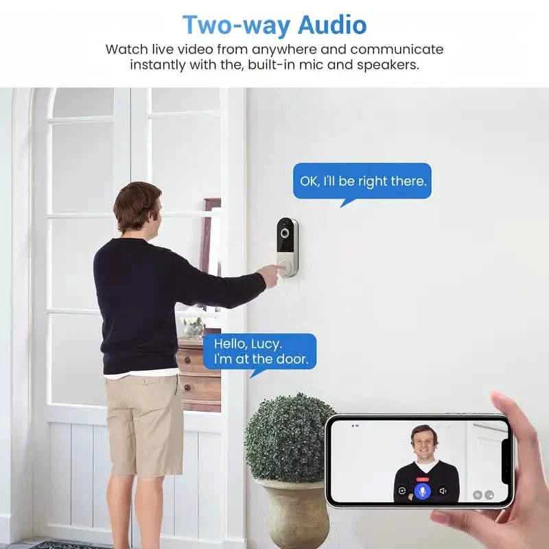 1080P HD Smart Doorbell Camera with AI Detection &amp; Night Vision