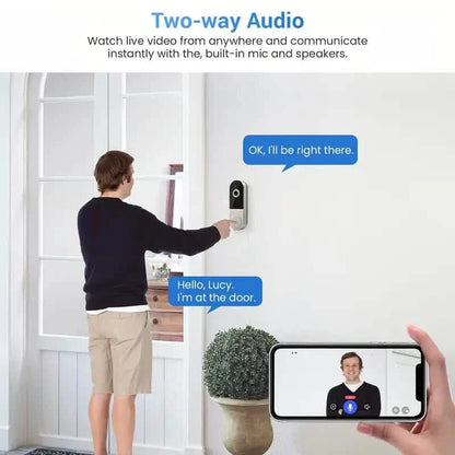 1080P HD Smart Doorbell Camera with AI Detection &amp; Night Vision