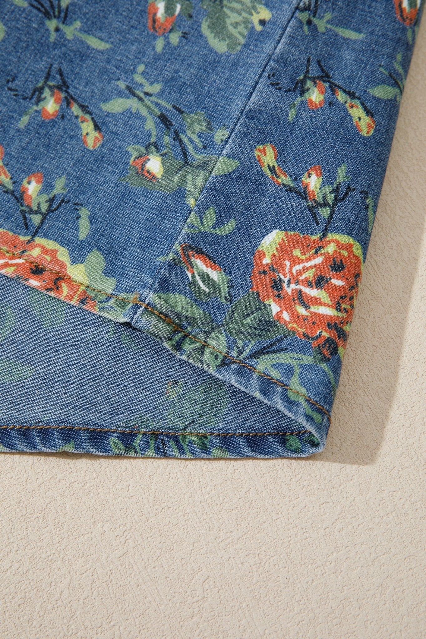 Ashleigh Blue Ruffled Short Sleeve Floral Denim Top - Loving It Shop
