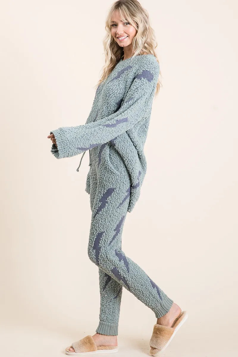 Cozy Soft Hairy Popcorn Sweater Pants