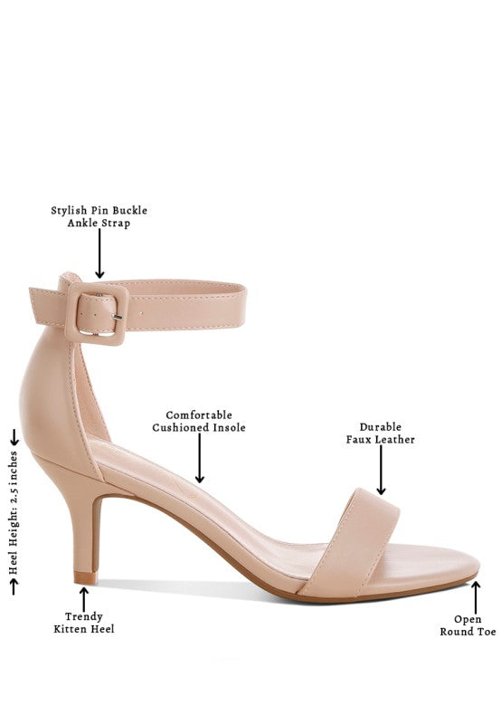 Feruda Faux Leather Kitten Heel Sandals
