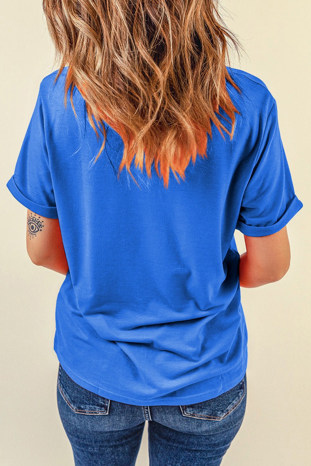 Dark Blue Casual Plain Crew Neck Tee - Loving It Shop