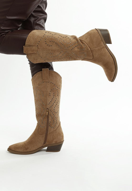 Lariat Studs Embellished Cowboy Boots