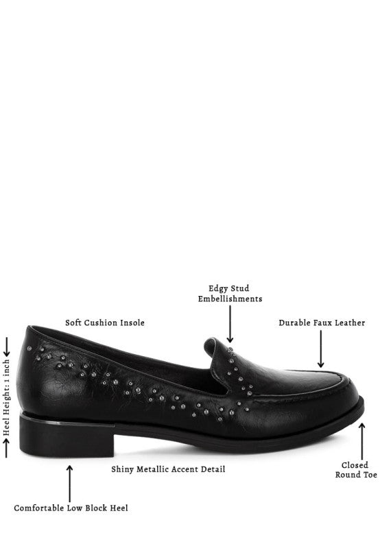 Gonia Studded Faux Leather Loafers