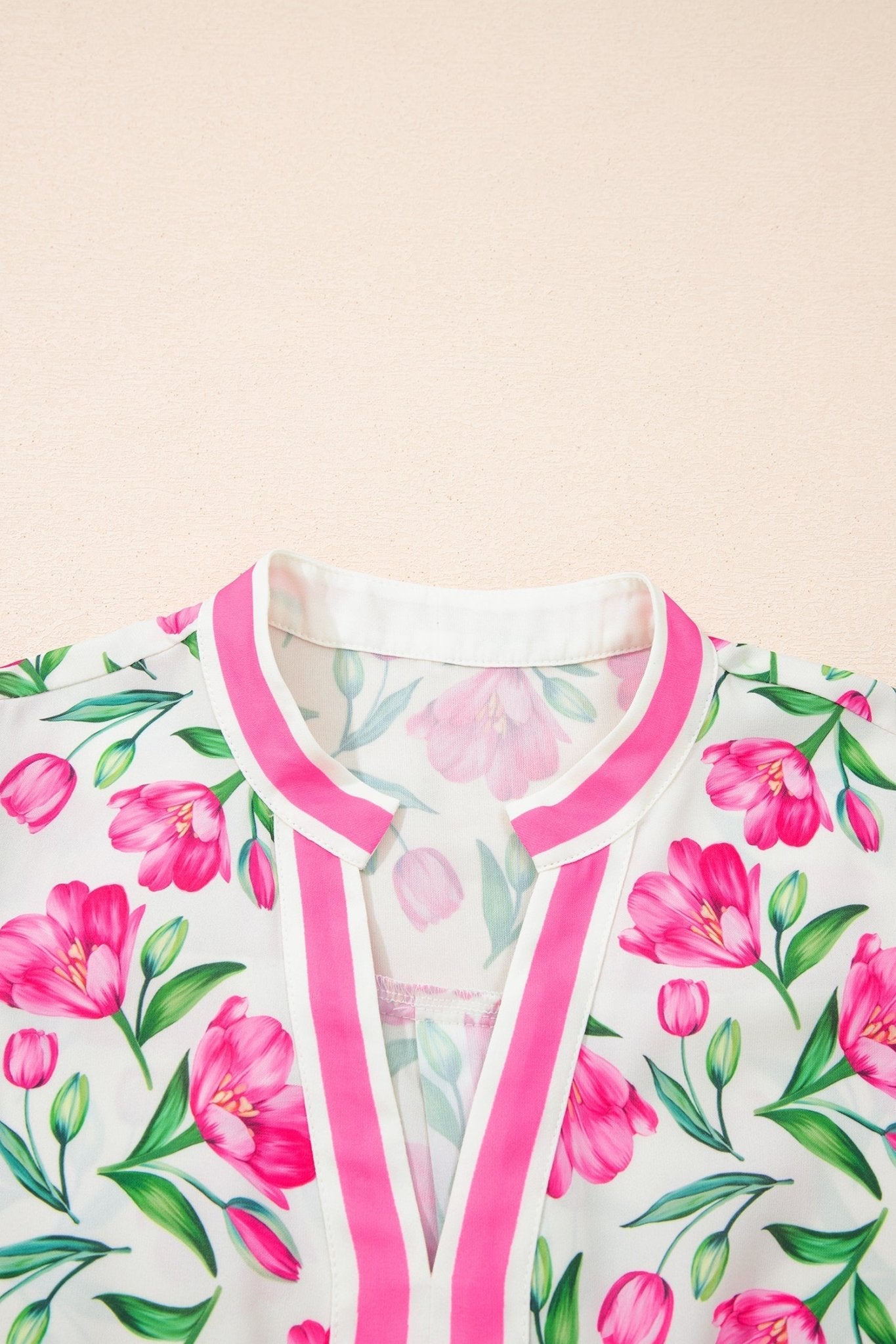 Multicolour Sweet Floral Print Striped Color Block Trim Short Dress - Loving It Shop