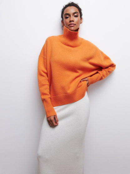 Winter Turtleneck Sweater Ins Solid Color Long Sleeve Pullover Top Women&