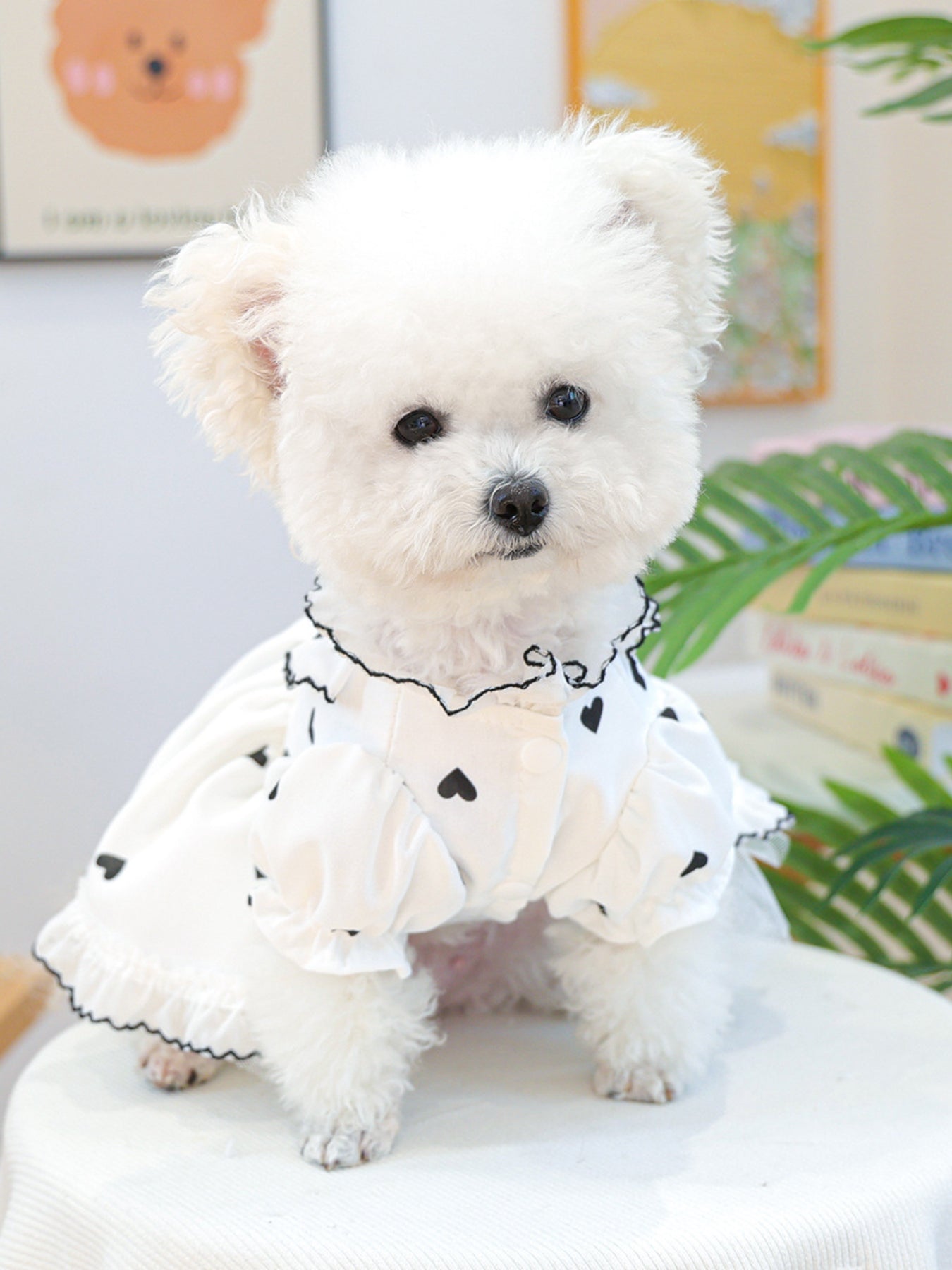 Heart - Patterned Bowknot Pet Dress - Loving It Shop