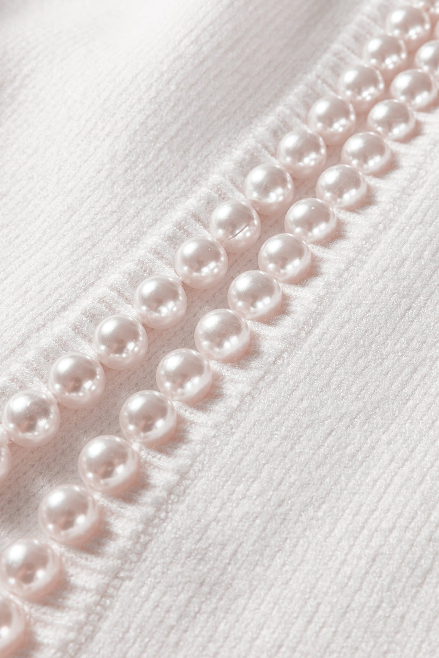 White Pearl Embellished Open Front Elegant Cardigan