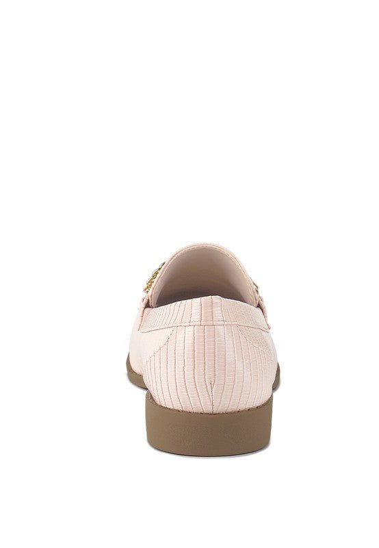 Vouse Low Block Loafers Adorned With Golden Chain - Loving It Shop