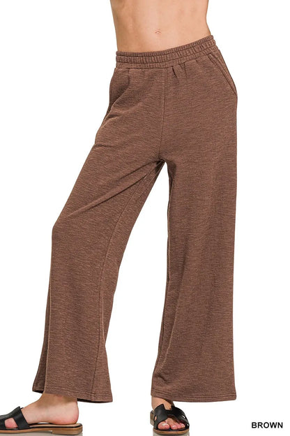 Cotton Slub Wide Leg Pants