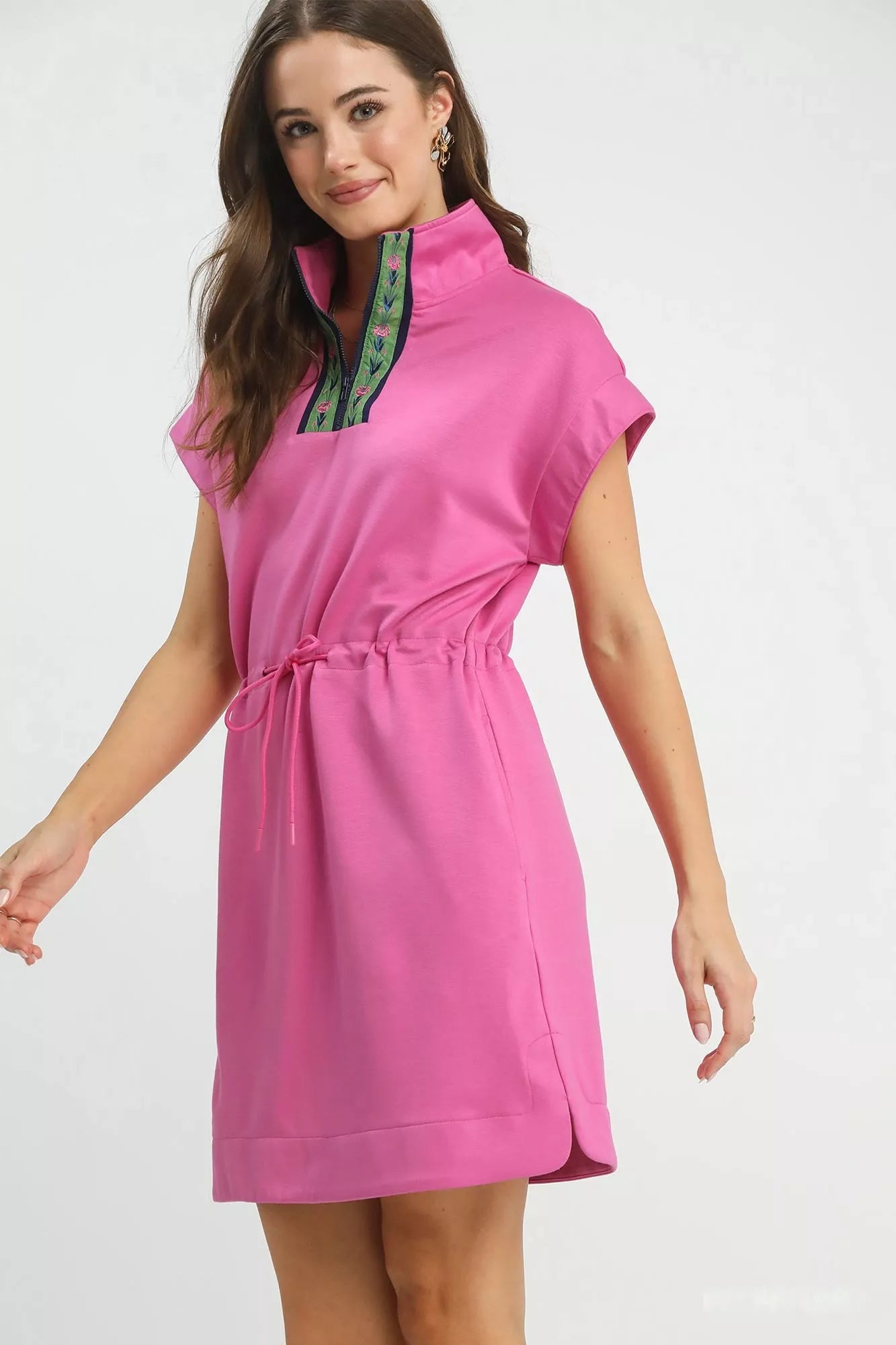 Dolman Sleeve Zip Detail Dress