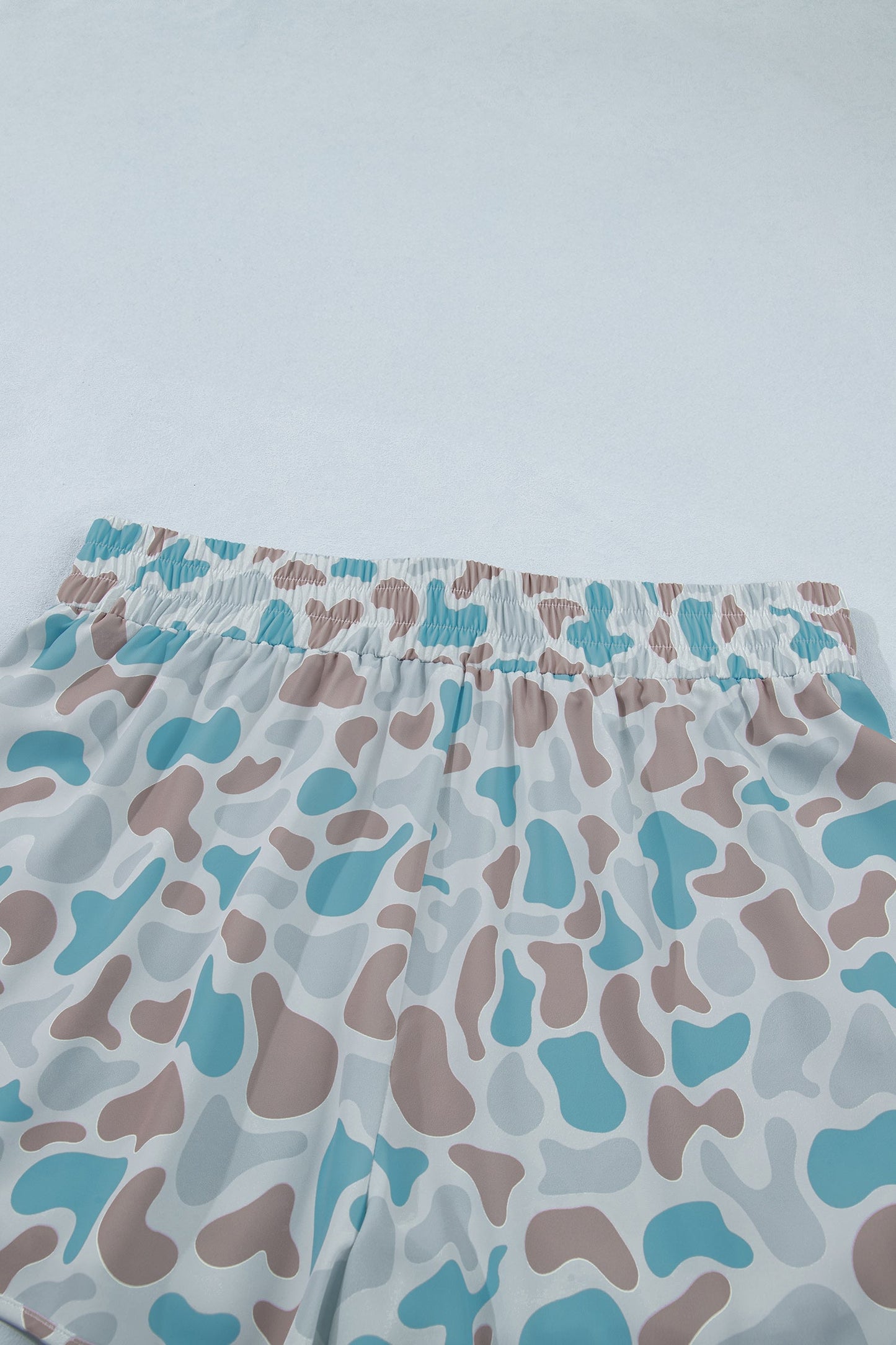 Multicolour Plus Size Camouflage Elastic Waist Athleisure Shorts