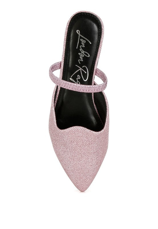 Twiggy Glitter Faux Leather Flat Mules