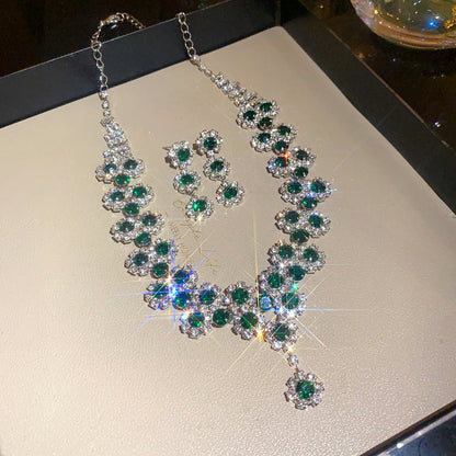 Diamond Flower Multi-layer Pendant Necklace