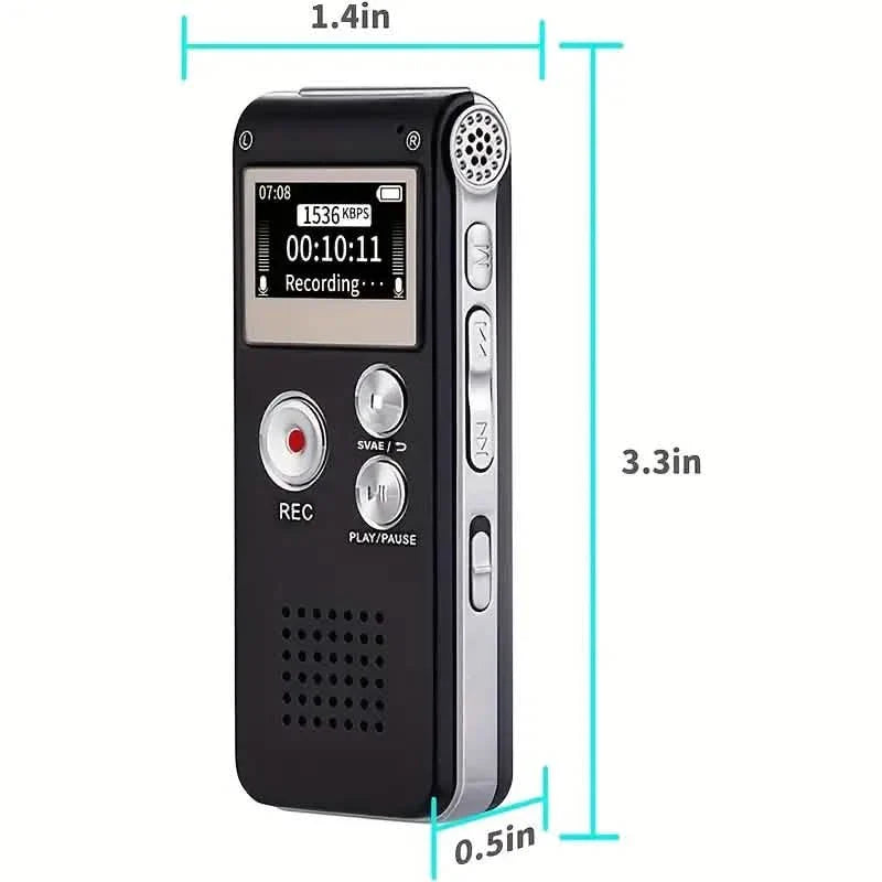 8GB Digital Voice Recorder &amp; MP3 Player – Portable Audio for Meetings &amp; Lectures