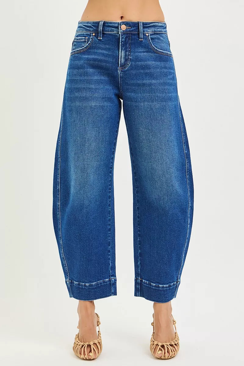 Mid Rise Crop Barrel Jeans