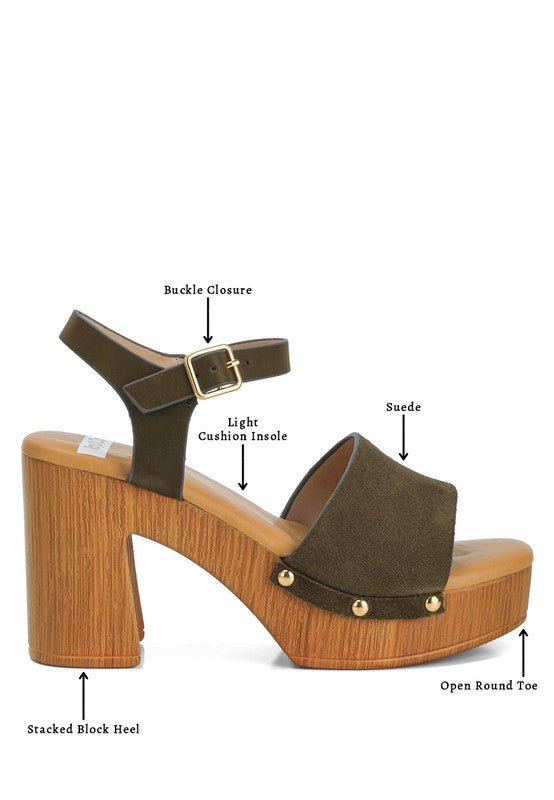Daniela Genuine Suede Leather High Block Sandals - Loving It Shop