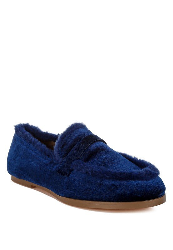 Bastian Fur Detail Velvet Loafers - Loving It Shop
